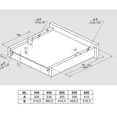 BOYARD.Направляющие шариковые, скрытого монтажа B-slide DB8883Zn/400