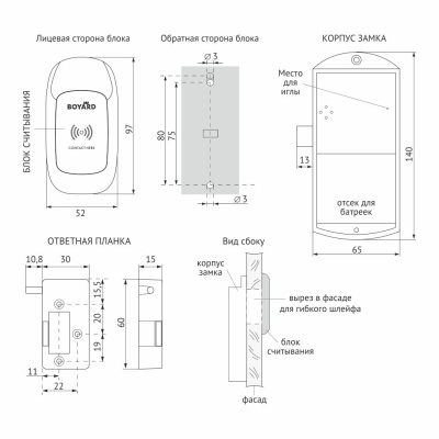 Замок мебельный накладной электронный с ключом-браслетом CLUB BOYARD Z602CP.5