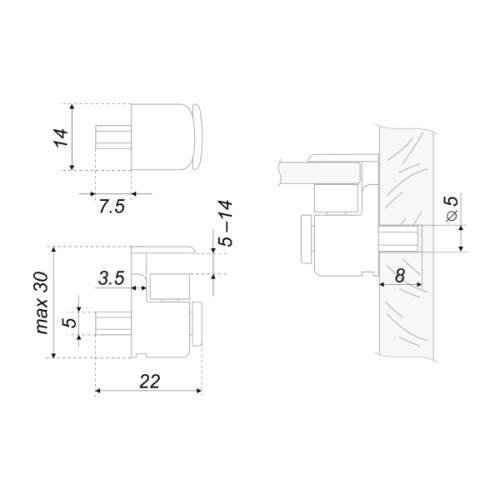 Полкодержатель д/стекла с фиксацией регулируемый BOYARD P520Ni.0
