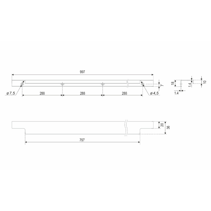 Ручка торцевая мебельная RAY BOYARD Белый RT109W.1/000/1000