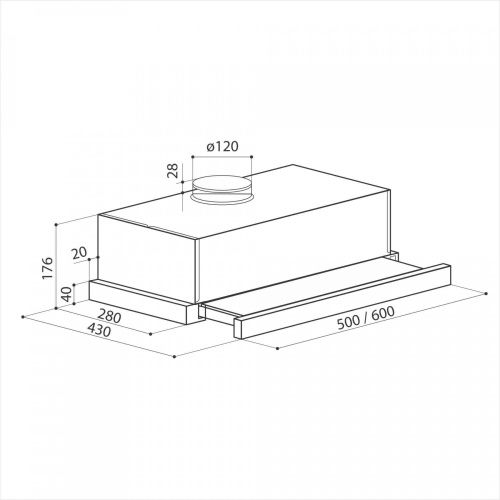 Кухонная вытяжка встраиваемая LEX HUBBLE G 2M 600 IVORY LIGHT