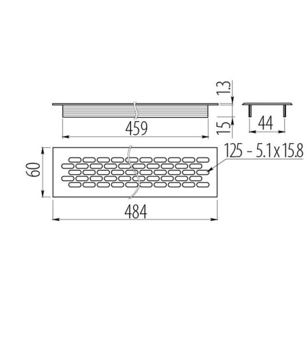 Решетка вентиляционная 484х60 мм золото GTV KK-W60800-21