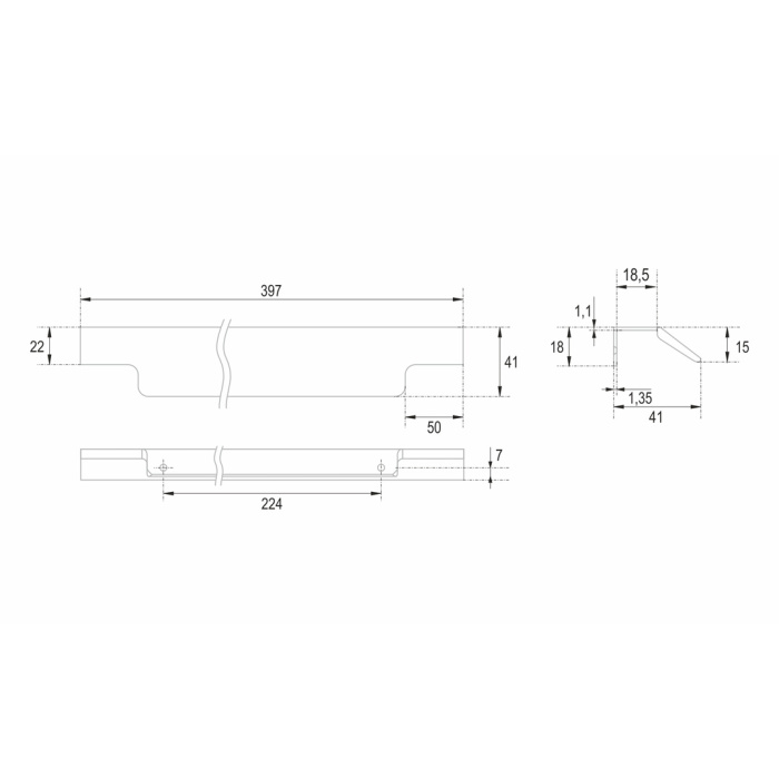 Ручка торцевая мебельная ARCA BOYARD Белый RT115W.1/224/400