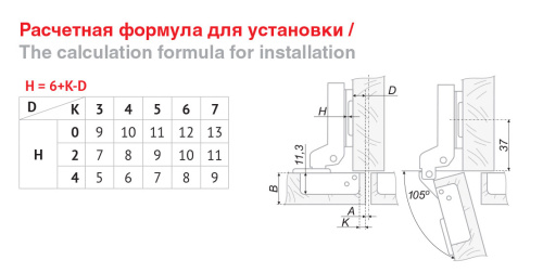 Петля мебельная с доводчиком тип B BOYARD H301B02/0910