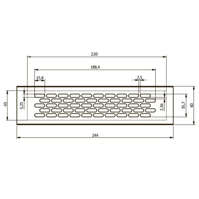 Решетка вентиляционная 245х60 мм черная GTV KK-W60245-M2