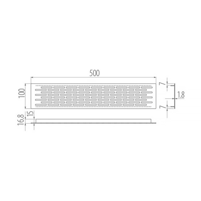 Решетка вентиляционная 500х100 мм инокс GTV KK-D50100-06