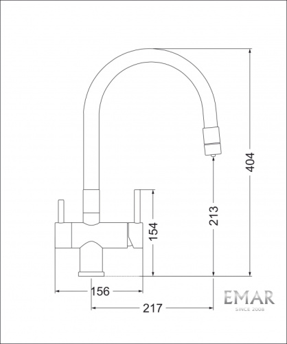 Смеситель для кухни Emar ЕС - 3015 BLACK высокий излив черный