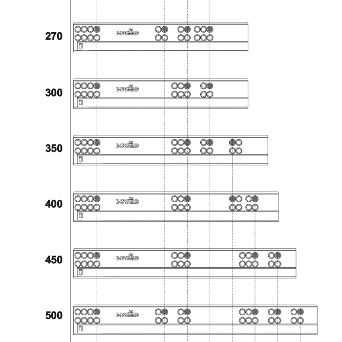 Направляющие шариковые скрытого монтажа B-slide BOYARD DB8884Zn/270