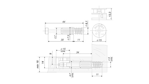 Стяжка для плит евростандарта толщиной 18мм B-fix BOYARD ST01/56/6/RdZn/01