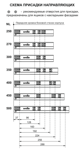 Направляющие скрытого монтажа push-to-open 500мм неполного выдвижения B-slide (NL-10) BOYARD DB8886Zn/500