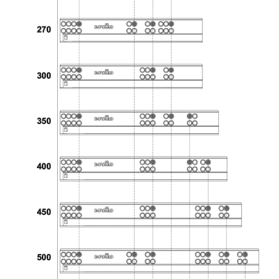 BOYARD.Направляющие шариковые, скрытого монтажа B-slide DB8884Zn/500