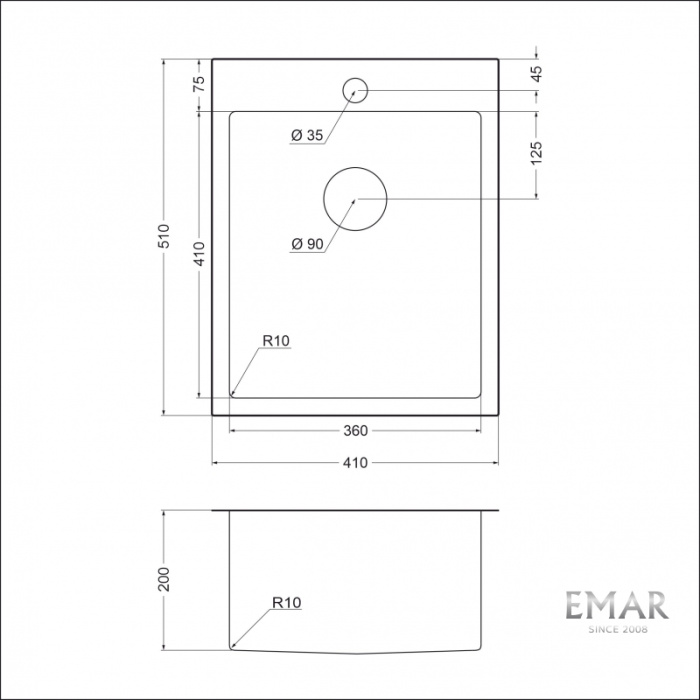 Мойка из нержавеющей стали Emar EMB-128А PVD Nano Coppery 410х510мм