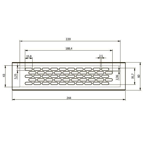 Решетка вентиляционная 245х60 мм золото GTV KK-W60245-21