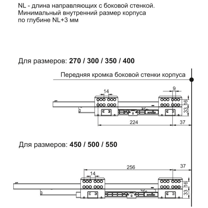 BOYARD.Комплект тонких боковых стенок для DB8181-средние SBDW12/GRPH/300