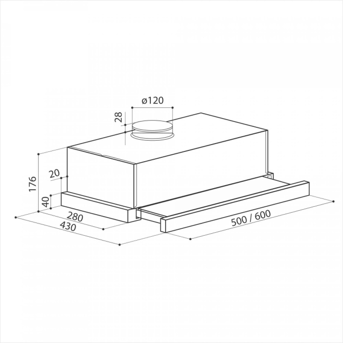 Кухонная вытяжка встраиваемая LEX HUBBLE G 2M 600 WHITE