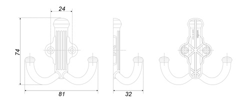 BOYARD.Крючок мебельный RIGATA 43525Z07401.19 K251AP.6
