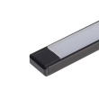 Профиль накладной для LED лент КСС 1506W GLS черный диффузор плоский полуматовый 4 клипсы + 4 черные заглушки с отверстием