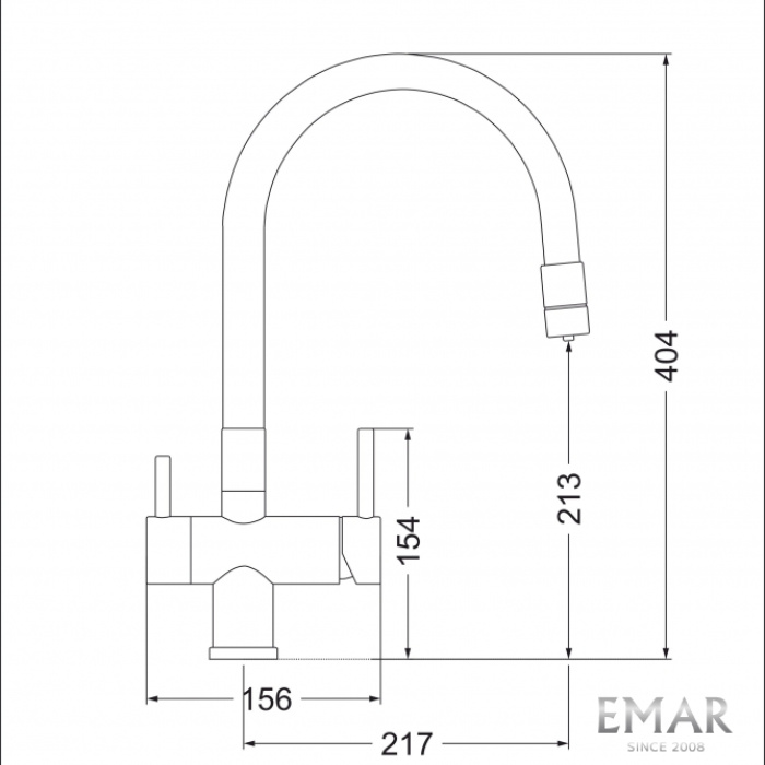 Смеситель для кухни Emar ЕС - 3015 PVD Dark высокий излив черный