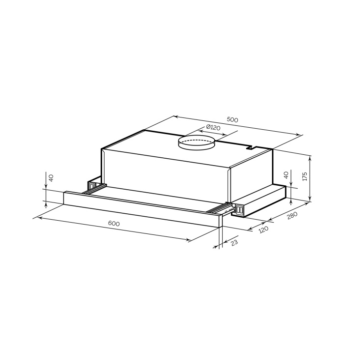 Кухонная вытяжка встраиваемая LEX HONVER 600 INOX