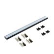 Профиль накладной для LED лент КСС 1506W GLS черный диффузор плоский полуматовый 4 клипсы + 4 черные заглушки с отверстием