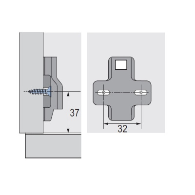 Планка крестообразная для петель Intermat / Ecomat H=3 мм под евровинт Hettich 1071627