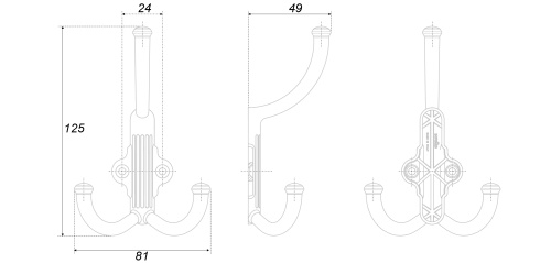BOYARD.Крючок мебельный RIGATA 43525Z12501.19 K351AP.6