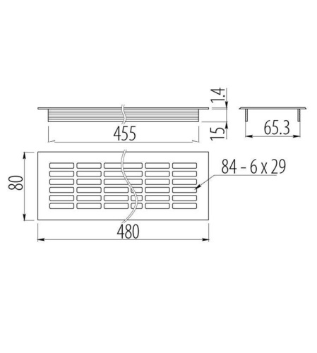 Решетка вентиляционная 480х80 мм золото GTV KK-W80800-21