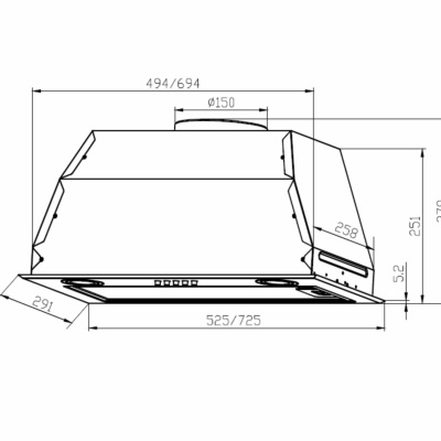 Кухонная вытяжка полновстраиваемая LEX GS BLOC P 600 IVORY LIGHT