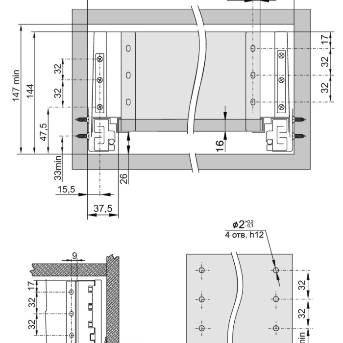 BOYARD.Комплект тонких боковых стенок для DB8181-средние SBDW12/GRPH/300