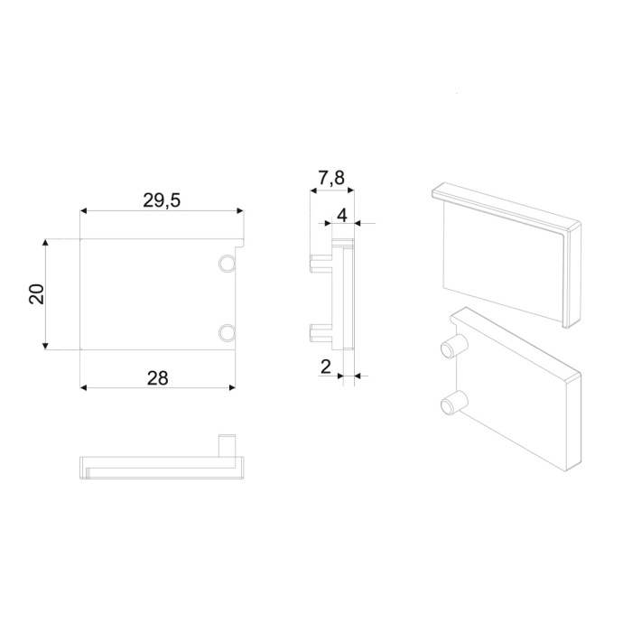 Заглушки закрытые L-LINE BOYARD RZ103.02BL