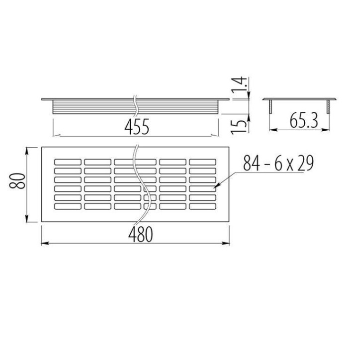 Решетка вентиляционная 480х80 мм золото GTV KK-W80800-21