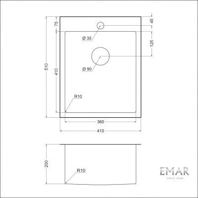 Мойка из нержавеющей стали Emar EMB-128A PVD Nano Satine 410х510мм
