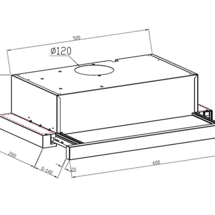 Кухонная вытяжка встраиваемая LEX HUBBLE 2M 600 INOX