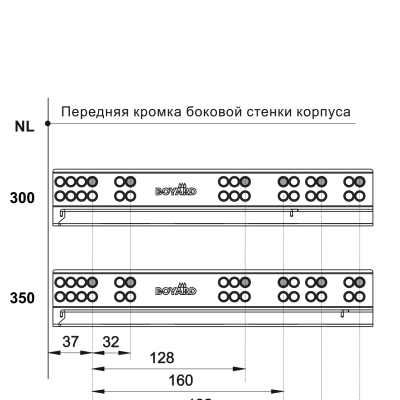 BOYARD.Направляющие шариковые, скрытого монтажа B-slide DB8883Zn/350