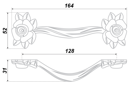BOYARD.Ручка мебельная LULU ROSE RS087AS/SG.3/128