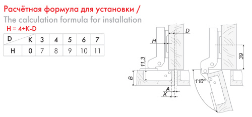 Петля мебельная с доводчиком тип B BOYARD H302B02/2510