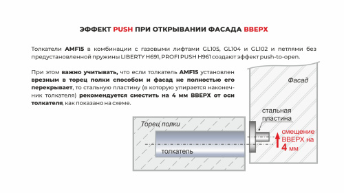 Толкатель врезной магнитный Push-to-Open скрытого монтажа BOYARD AMF15/GRPH