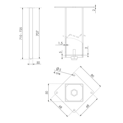 Опора для мебели BASIS BOYARD N324W.1/720