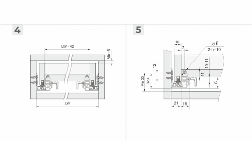 Направляющие скрытого монтажа с доводчиком частичного выдвижения B-Slide L=500 мм BOYARD DB8784Zn/500