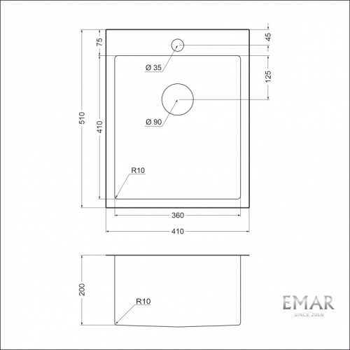 Мойка из нержавеющей стали Emar EMB-128А PVD Nano Coppery 410х510мм
